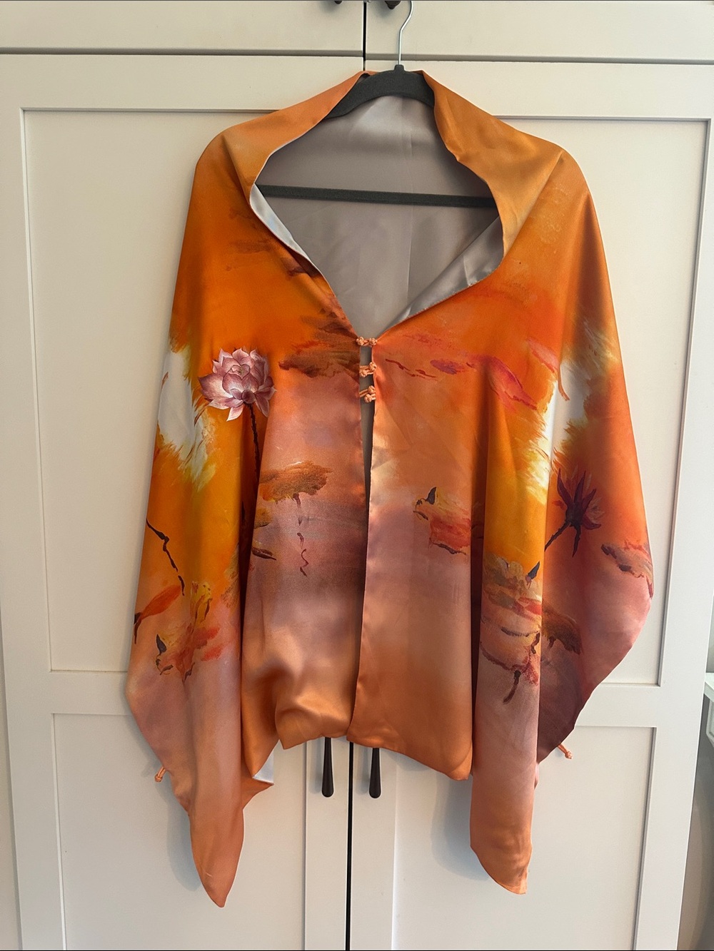 Shanghai Story Mullberry Silk embroidered reversible wrap